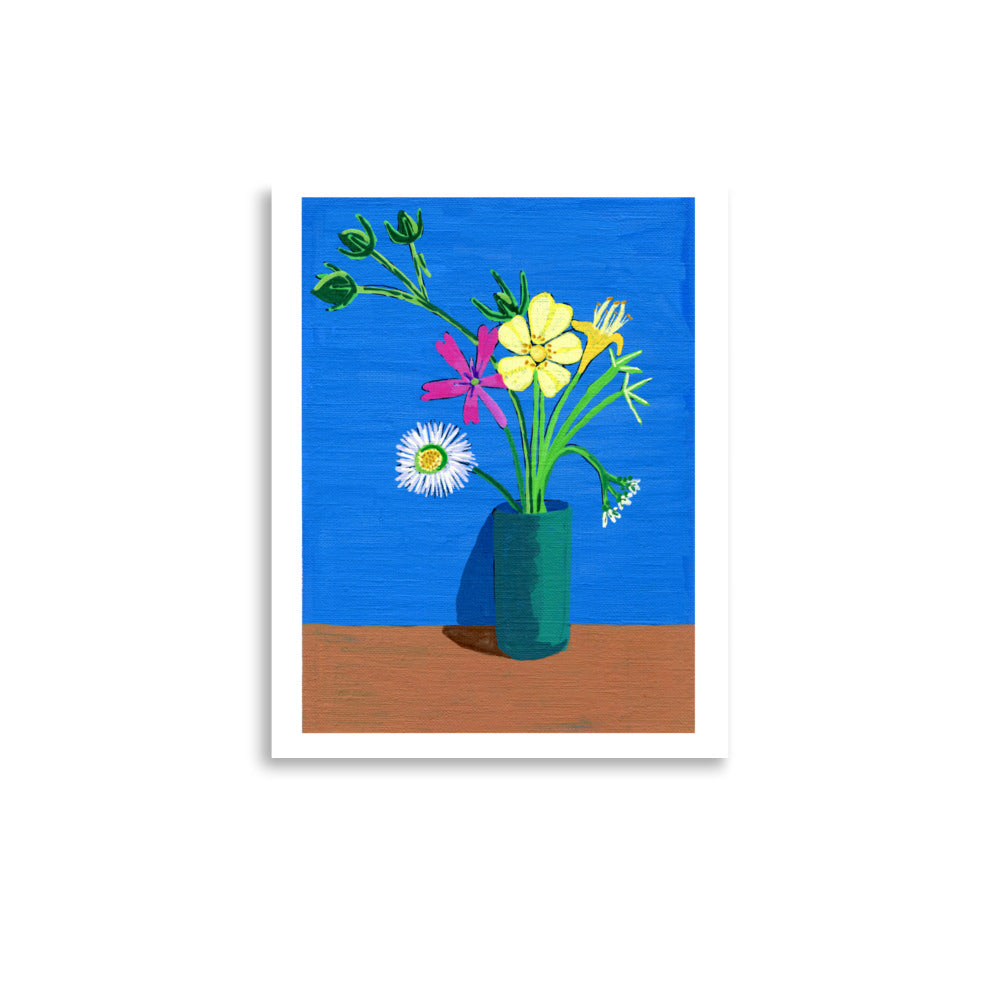 sulphur cinquefoil, fleabane, maiden-pink, bush honeysuckle and cilantro Print