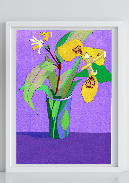 iris and bush honeysuckle Poster