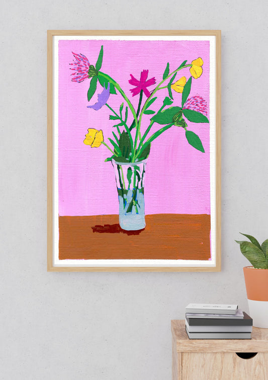 Buttercups, red clover, fox-and-cubs and maiden pink Poster