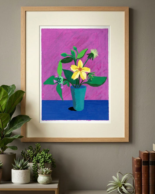 fringed loosestrife, wild basil and fleabane Print