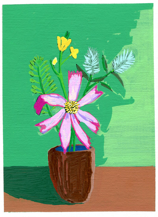 pepperweed, rocket, rabbitfoot clover and cosmos Print