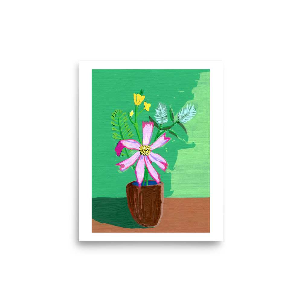pepperweed, rocket, rabbitfoot clover and cosmos Print