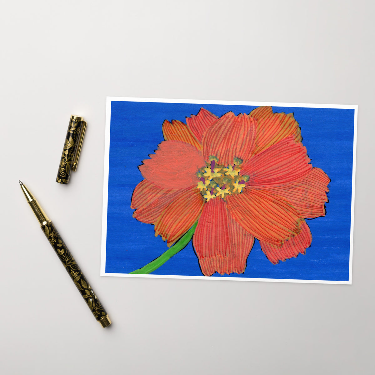 Sulfur Cosmos Botanical Greeting Card